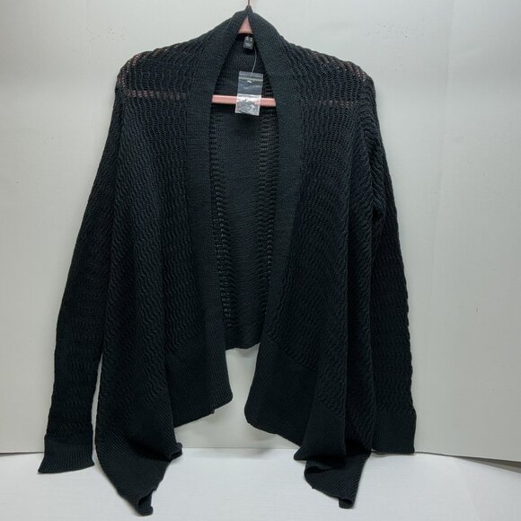 Medium Cardigan Du Jour Long-Sleeve Drape Front Open Stitch - Picture 1 of 10